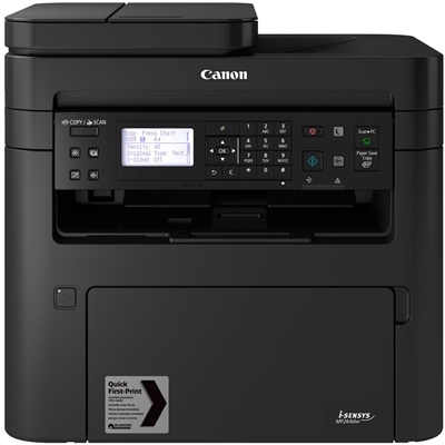 STAMPANTE CANON MFC LASER I-SENSYS MF264DW 2925C016 A4 3IN1 28PPM F/R LCD ADF35FG 250FG UFRII PCL5E/6 USB LAN WIFI, WIFI DIRECT