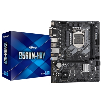MB ASROCK B560M-HDV B560 LGA1200 2XDDR4DC-5000O.C. 1XPCIE4.0X16 HDMI DVI-D D-SUB USB3.2 4XSATA3 M.2 GBLAN MATX 90-MXBF50-A0UAYZ