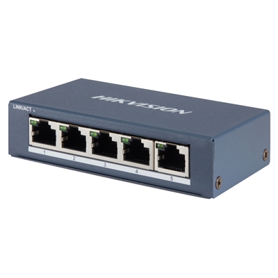 SWITCH 5P GIGABIT  RJ45  HIKVISION DS-3E0505-E DESKTOP STEEL CASE UNMANAGED SWITCH - METALLICO