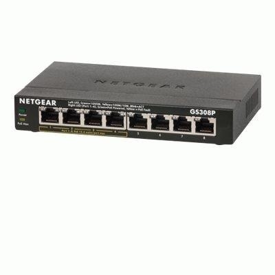 SWITCH 8P LAN GIGABIT NETGEAR GS308P-100PES 4P POE- GARANZIA 3 ANNI-