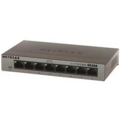 SWITCH 8P LAN GIGABIT NETGEAR GS308-300PES CON ALIM. ESTERNO - CASE METALLICO- GARANZIA 3 ANNI