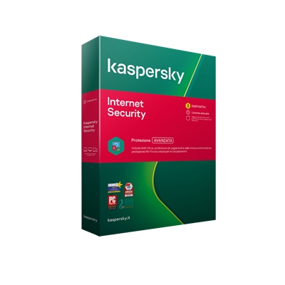 KASPERSKY BOX INTERNET SECURITY 2020 -- 3 DISPOSITIVI (KL1939T5CFS-20SLIM) FINO:31/12
