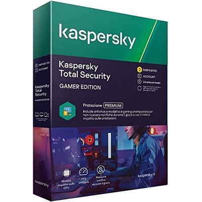 KASPERSKY BOX TOTAL SECURITY GAMER MODE - 2USER X PC/MAC/ANDROID (KL1949T5BFS-21SLIMGE) FINO:31/12
