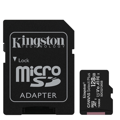 MICRO SECURE DIGITAL 128GB SDCS2/128GB CLASS10 UHS-I 100MB/S + ADATTATORE CANVAS SELECT PLUS KINGSTON